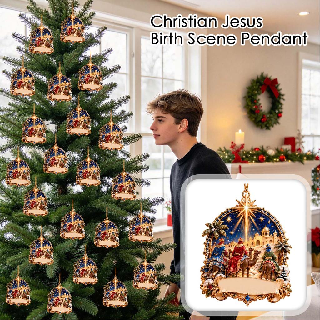 Scene Hanging Ornament, 2D Flat Christmas Tree Decoration for Holiday Home Decor