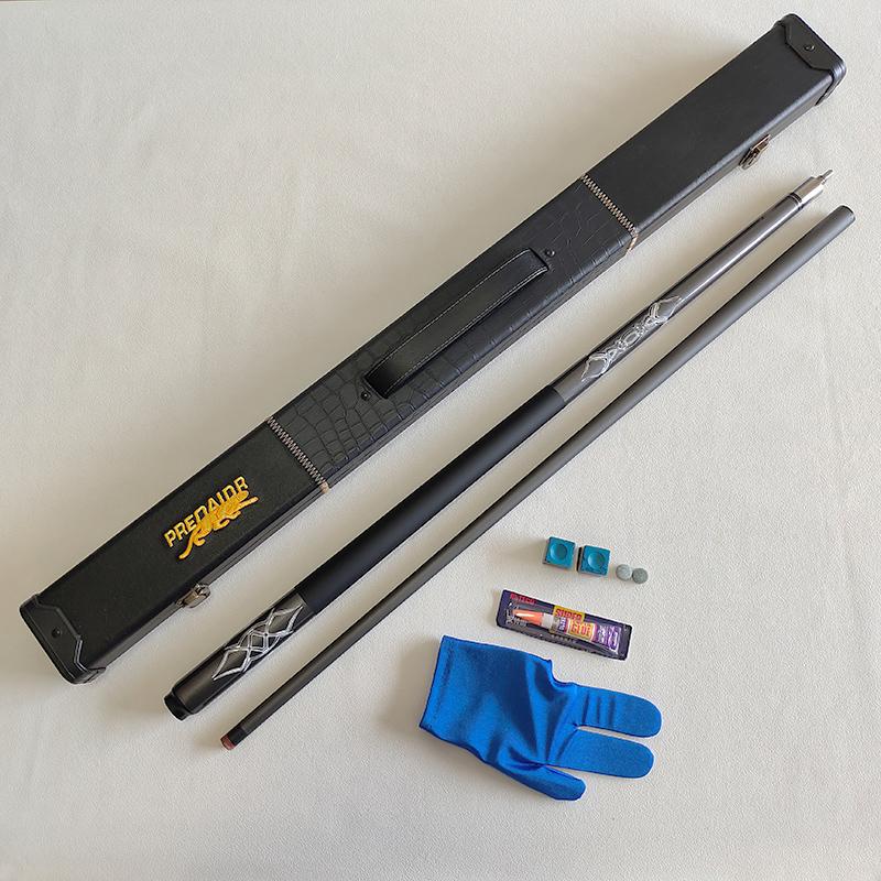 Carbon Fiber Billiard Cue Stick 13MM 9-Ball 1/2 Split Cue Stick147cm 19OZ Straight Non-Slip Sweat Absorption Pool Cue with Case and Freebies
