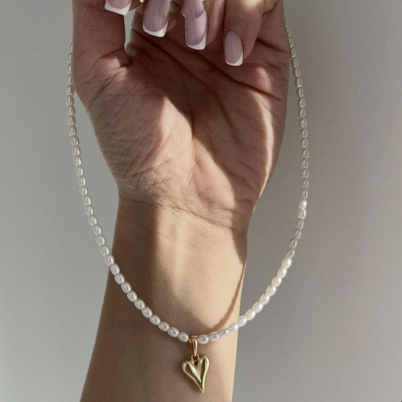 New Irregular Choker Vintage Zircon Heart Pendant Necklace For Women Female Pink & white Stone Chain Valentine's Gift N0548