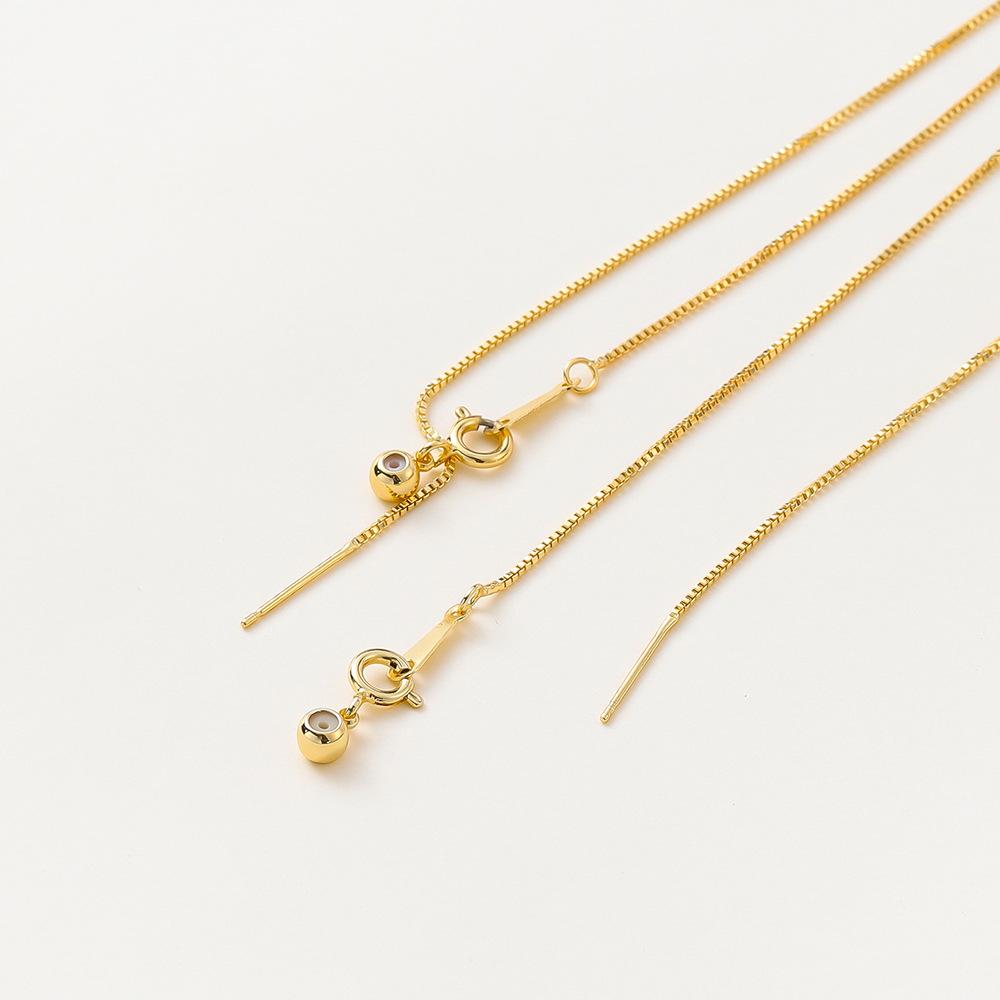 14k Copper Plated Box Chain Glue Pendant Necklace - DIY Semi-finished Jewelry Accessory with Color Retention