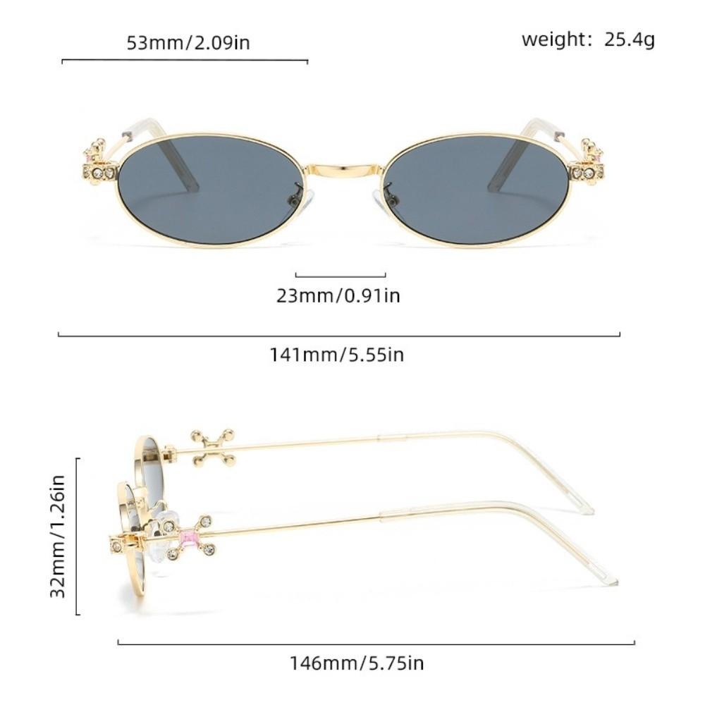Retro Bling Rhinestone Sunglasses Y2K Small Oval Women Eyewear Uv400 Steampunk Anti-Blue Light Spectacles Travel