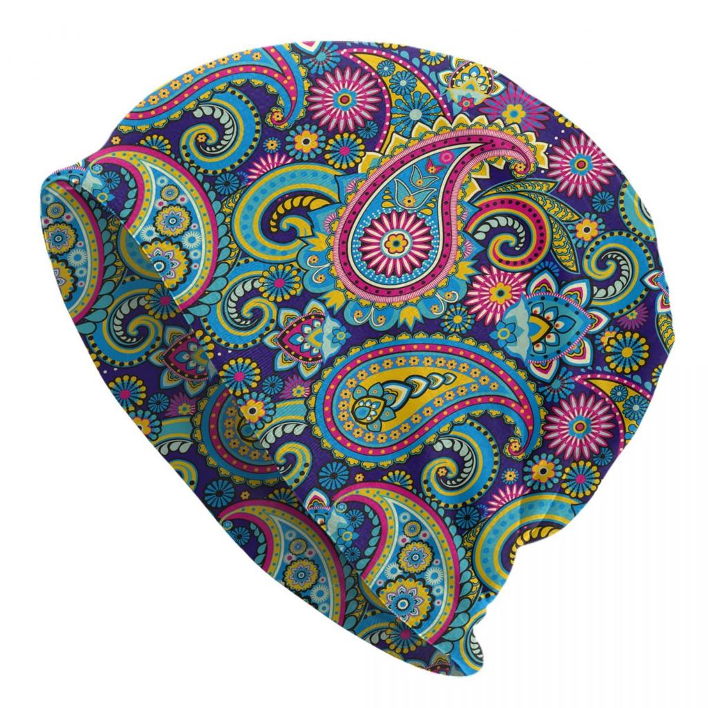Custom Ethnic Bohemia Style Paisley Bandana Skullies Beanies Caps Streetwear Winter Warm Knitting Hat Adult Unisex Bonnet Hats