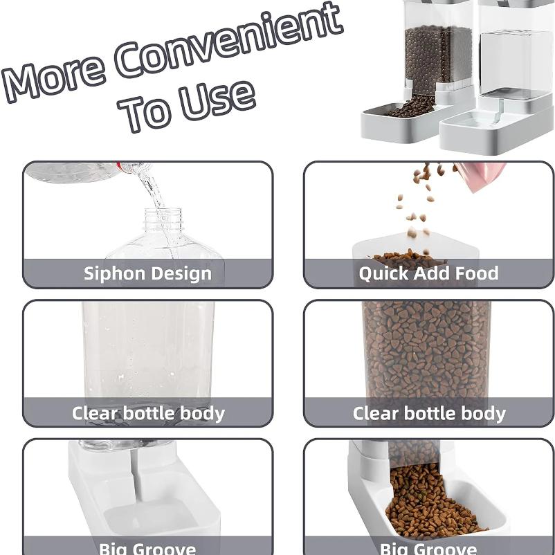 Dog Feeder Cat Water Dispenser Automatic Cat Feeder and Cat Water Dispenser Gravity Cat Feeder Food Storage Dispenser Container