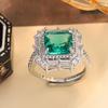 New Exquisite Fashion  Sterling Silver Emerald Zircon Rings for Ladies Wedding Engagement Rings Green Square CZ  Gifts