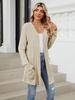 Autumn and Winter New Pit Stripes Long-sleeved Pockets Casual Solid Color Cardigan Jacket Long Cardigan Women Tops Kawaii Sweater