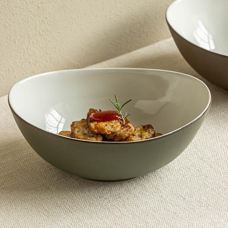 Fortschrittliche Keramik Speziell geformte Schüssel Barrenschale Geschirr Haushalt Große Schüssel Einfache Gemüseschüssel Nudelschüssel Salatschüssel