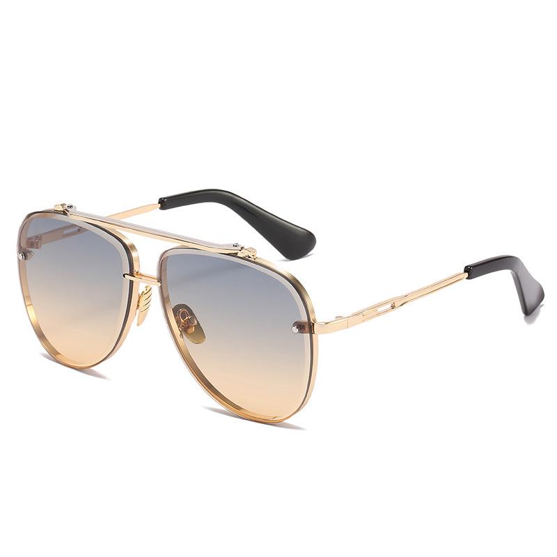 Retro Toad Glasses Sunglasses Men'S Trendy Large Frame Double Beam Sunglasses Men'S Sunglasses