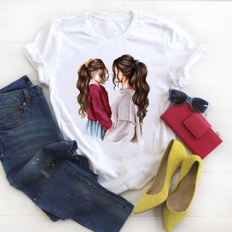 New Arrival Funny Round Neck Tshirt Women Simple T-Shirt Cartoons Short-Sleeve New Tee Basic T Shirt Ladies Top Female Summer