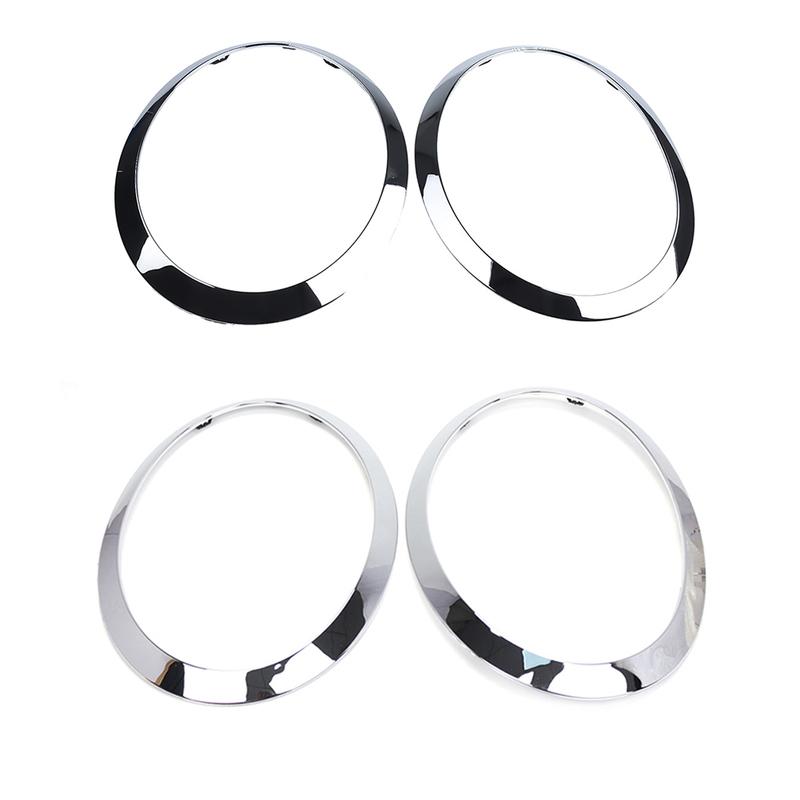1Pair Silver Headlight Trim Ring Covers For MINI Cooper F55 F56 F57 2014-2024 Lamp Frame Headlight Trim Ring