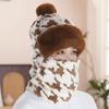 Houndstooth Pattern Plush Ski Mask Scarf Hat Breathable Neck Cover Face Cap  Camping
