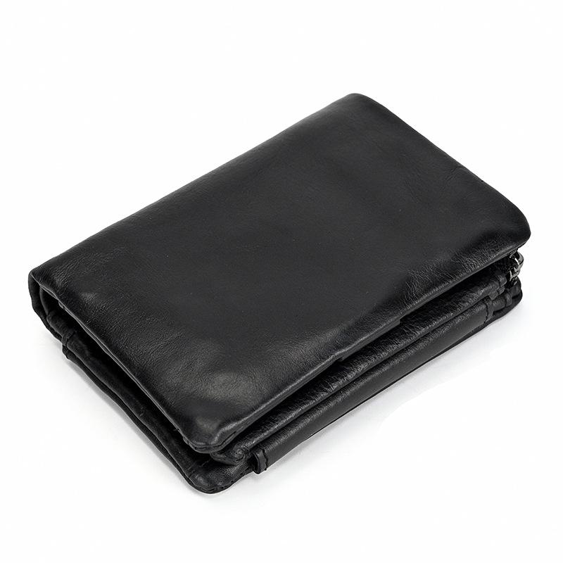 Genuine Cowhide Men Wallet Trifold Short Wallet with Coin Pocket Multi Card Slots Real Leather Coin Purse for Men Daily Use