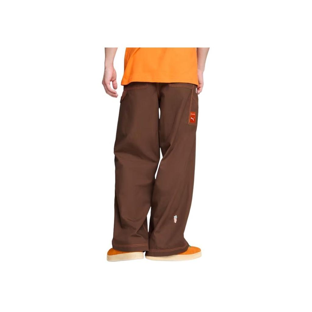 Puma X Carrots Collaboration SS24 Brand Logo Fashion Loose Workwear Casual Pants Unisex Bottoms Coffee 627448-65