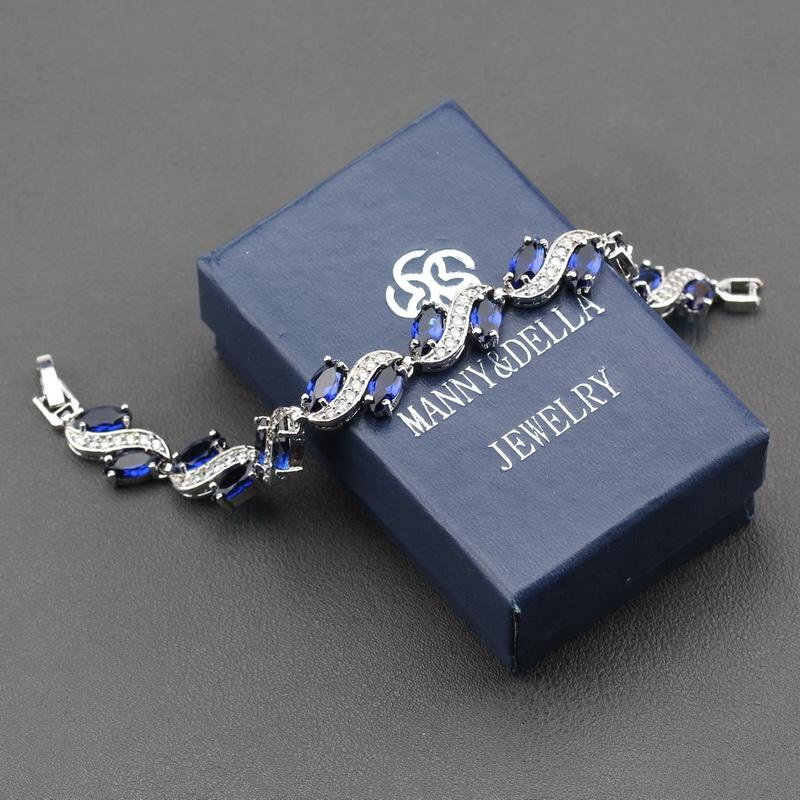 Mark Classic Link Bracelet Bangle Health Fashion Blue Stone Jewelry For Women Wedding-Prom Gift