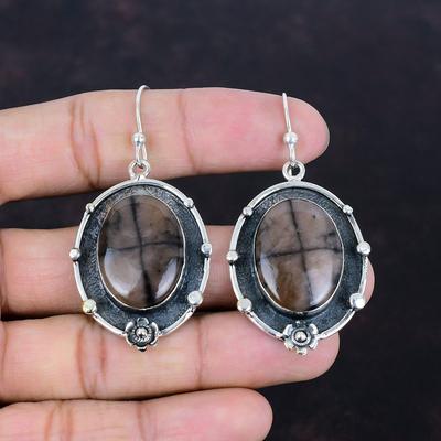 Chiastolite Earrings 925 Sterling Silver Earring Healing Stone Jewelry Handmade Designer Earring Chiastolite Gemstone Jewelry Gifts For Wife