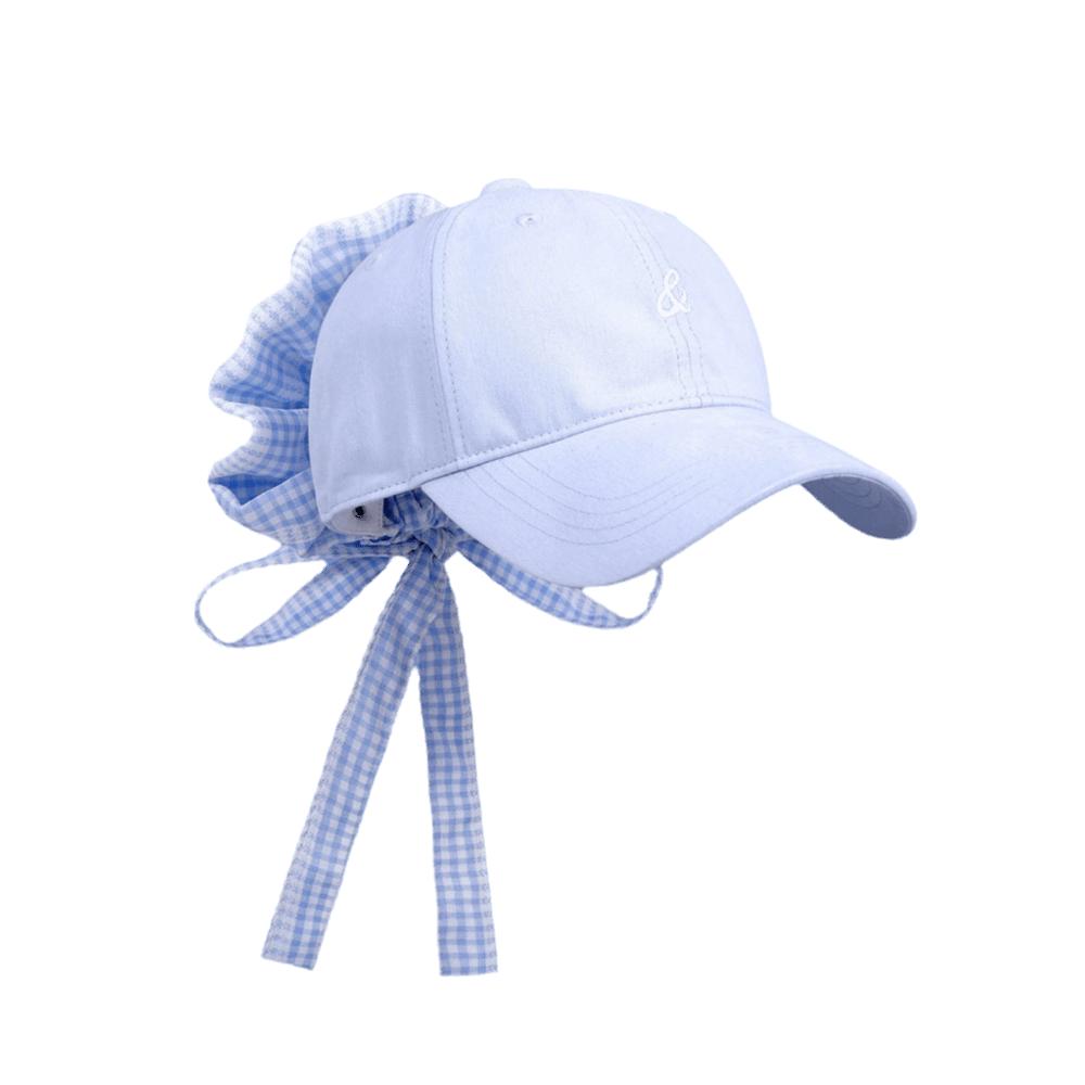 Embroidered Baseball Cap Sweet Ribbon Striped Baseball Cap New Design Sports Hat синий