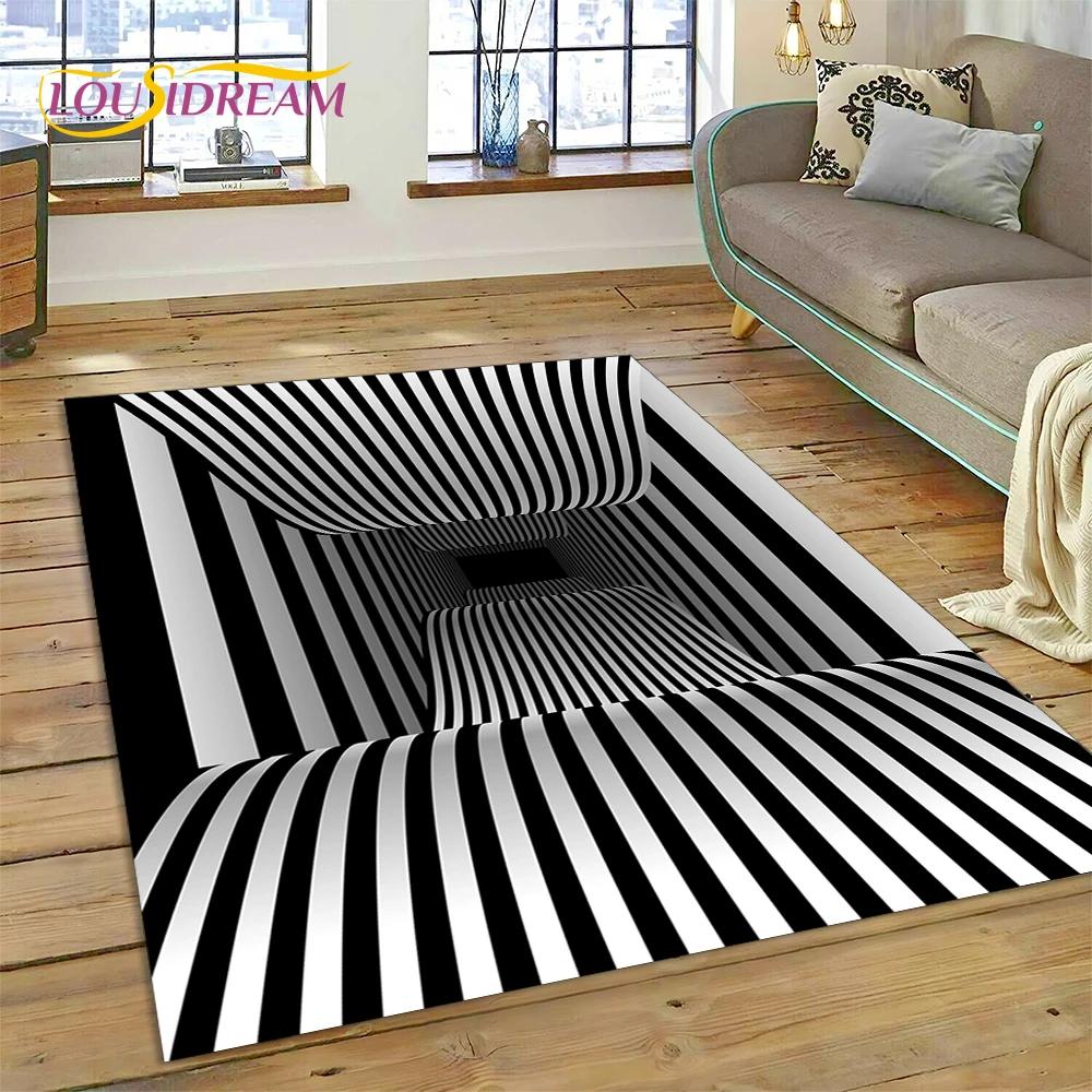 3D-Vortex-Teppich mit visuellen Illusionen für Wohnzimmer, Schlafzimmer, Heimdekoration, Bodenmatte, rutschfeste Dekoration für Sofa, Küche, Fußmatte