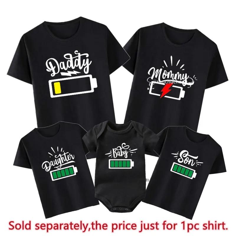 Women’s T-Shirts Summer Funny 2024 Family Matching T-Shirts Mother and Daughter Father Son Shirts Girls Boys Bodysuits Cotton Family Look Clothes