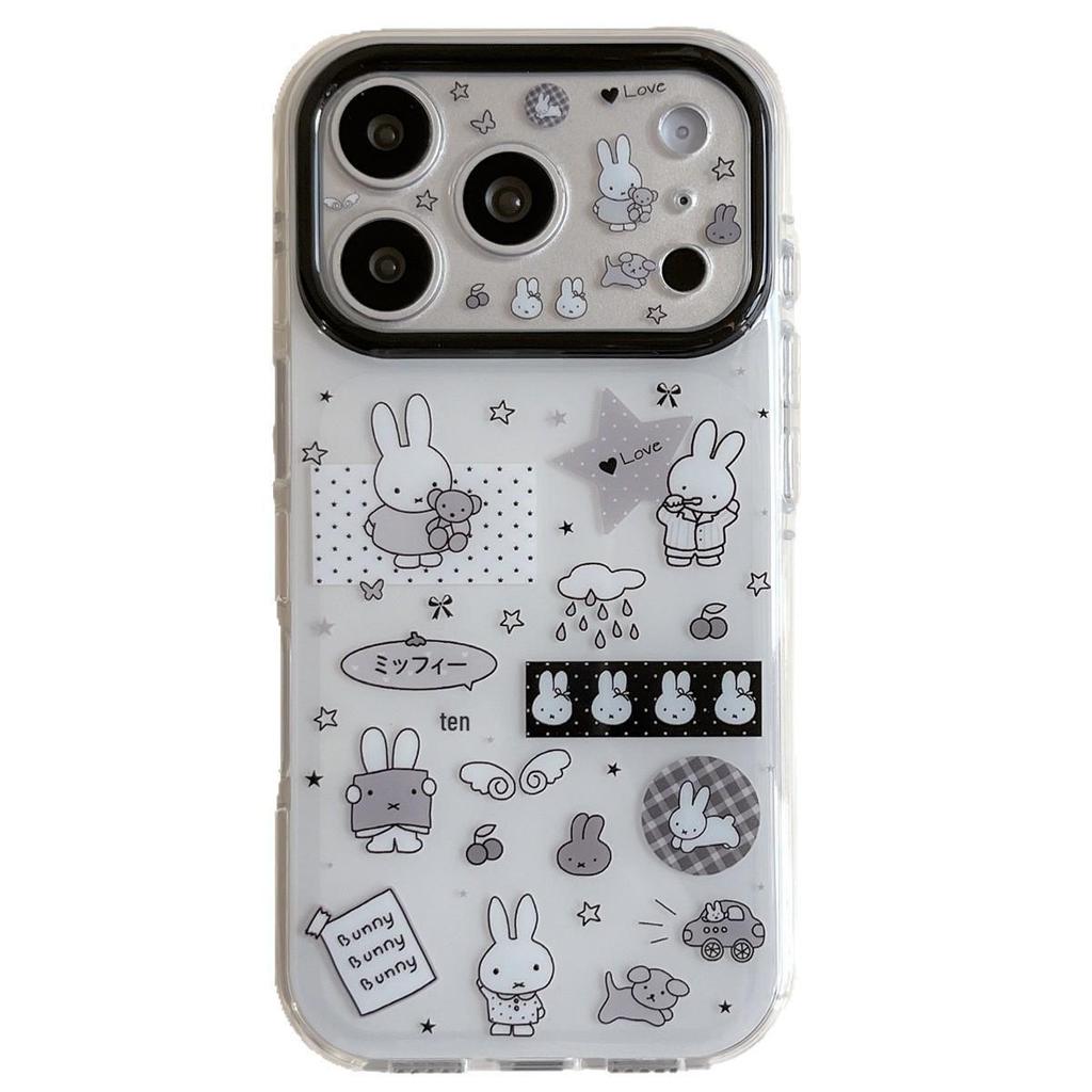 Cute Cartoon Rabbit Double Layer Anti-Fall Phone Case for iPhone 15/14/13/12/11 Pro Max