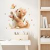 Cute Orange Cat with Butterfly Removable Waterproof Wall Stickers, Self-Adhesive Decor for Kids Room Bedroom Decoration