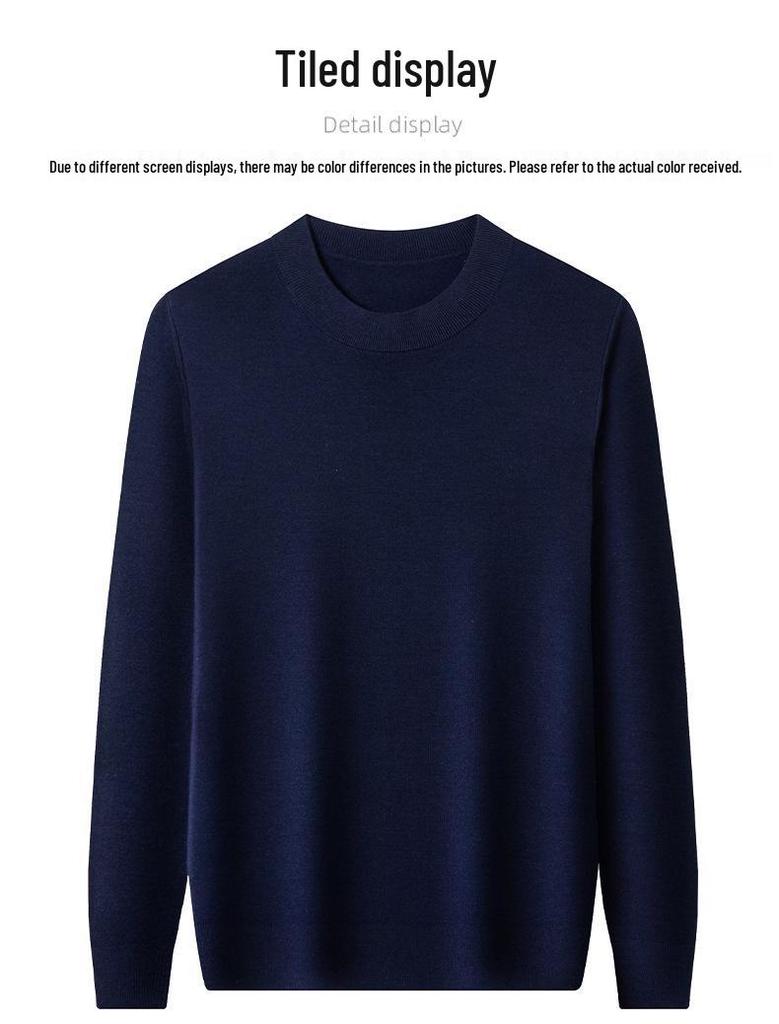 Men's 100% Pure Wool Half-High Neck Sweater, Machine Washable, Thick Base Layer - 2025 Autumn/Winter New Style