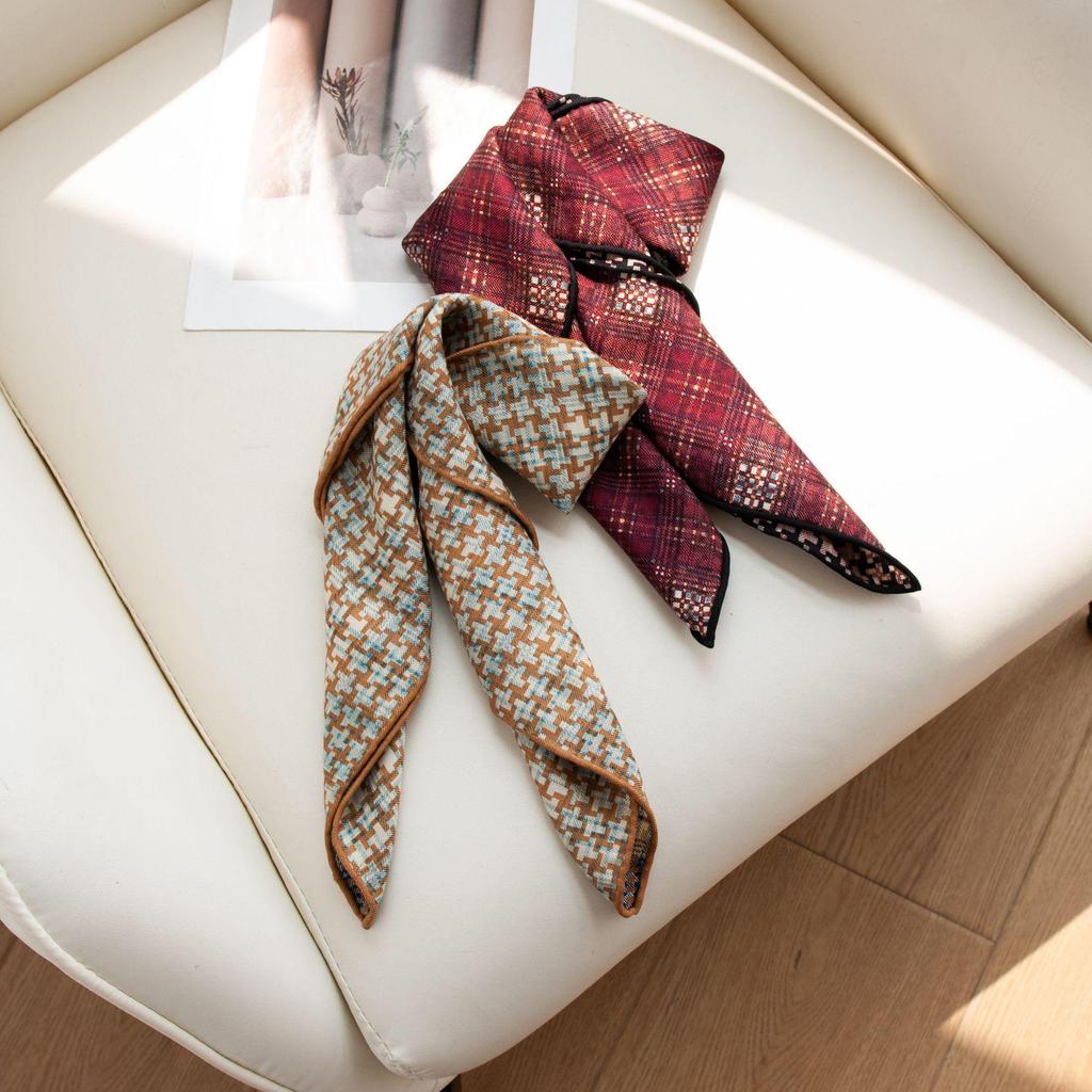 Herbst 2025 Japanischer Minimalistischer Hahnentritt Seide Wolle Handgerollt Doppelseitig Zweifarbig Schal