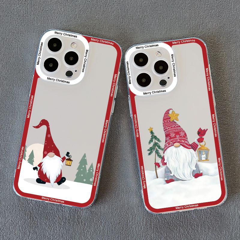 New Year Christmas Santa Claus Clear Phone Case for IPhone 15 Pro Max 14 13 12 11 Pro Max 15 14 7 8 Plus X XR XS Cute Back Cover