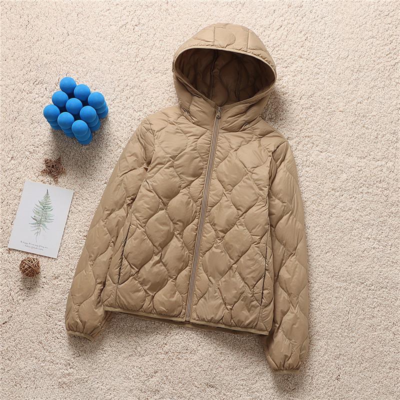 Nuova giacca imbottita corta con cappuccio e zip per autunno e inverno, leggera e sottile, da donna, casual, versatile, capospalla, piuma d'anatra piccola