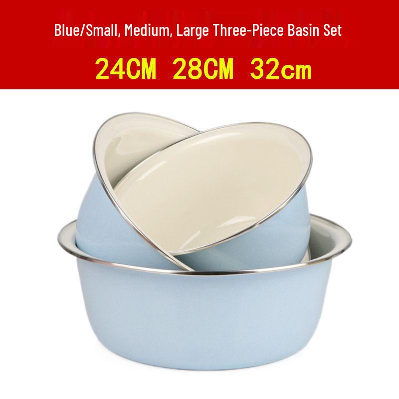 Vintage-Style High-Grade Colorful Enamel Basin: Ideal for Kitchen, Dough Kneading, or Vegetable Washing.