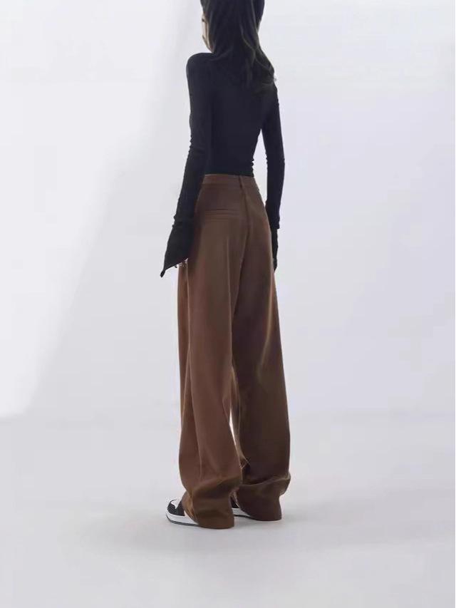 Women's Retro Wide-Leg Slimming Maillard Casual Pants