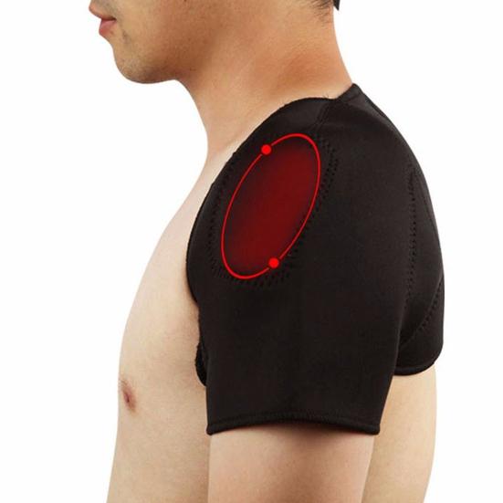 Shoulder Pad Self-heating Magnetic Therapy Faux Leather Adjustable Soft Shoulder Strap for Sports