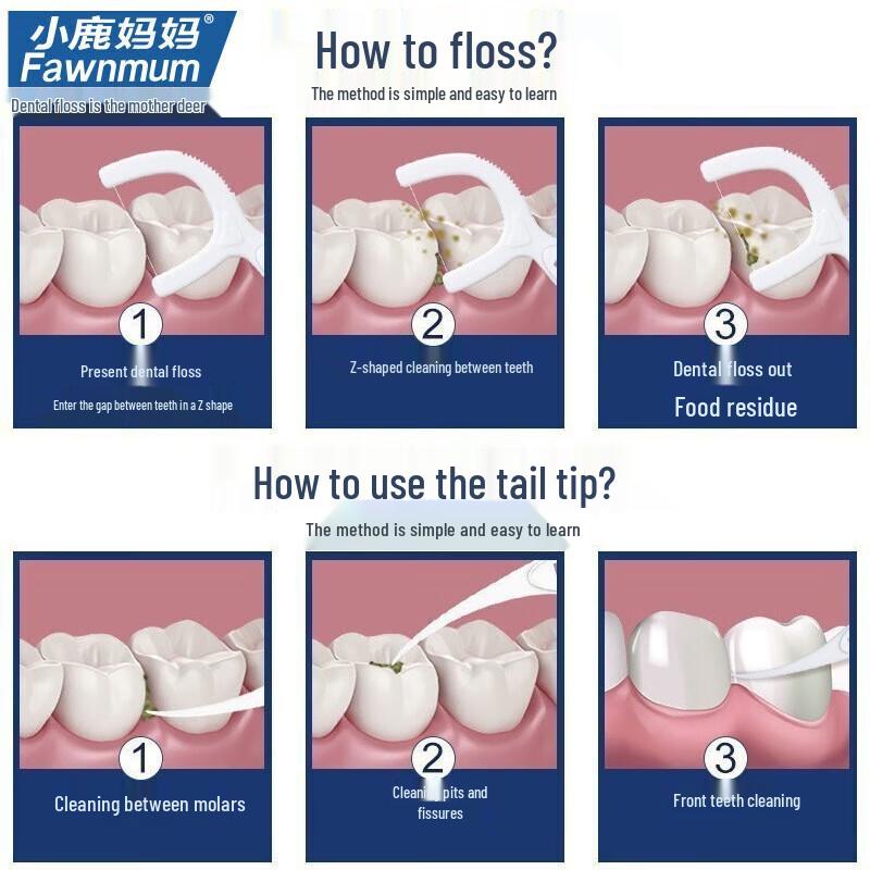 FAWNMUM Guihu Double Line Smooth Dental Floss Picks