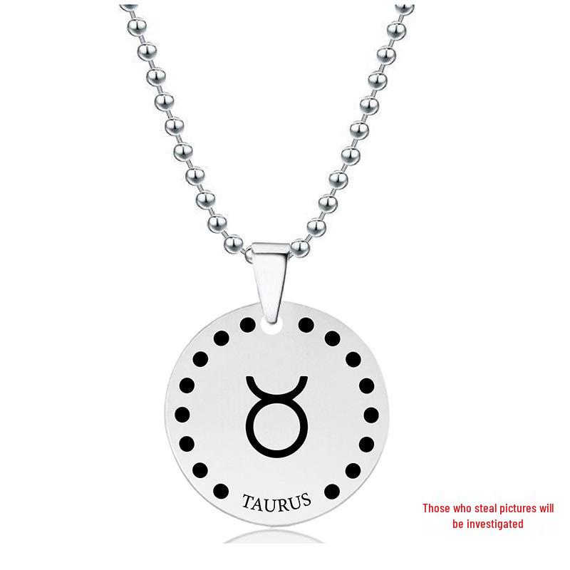 Engraved Twelve Constellations Stainless Steel Pendant Necklace - Christmas Gift
