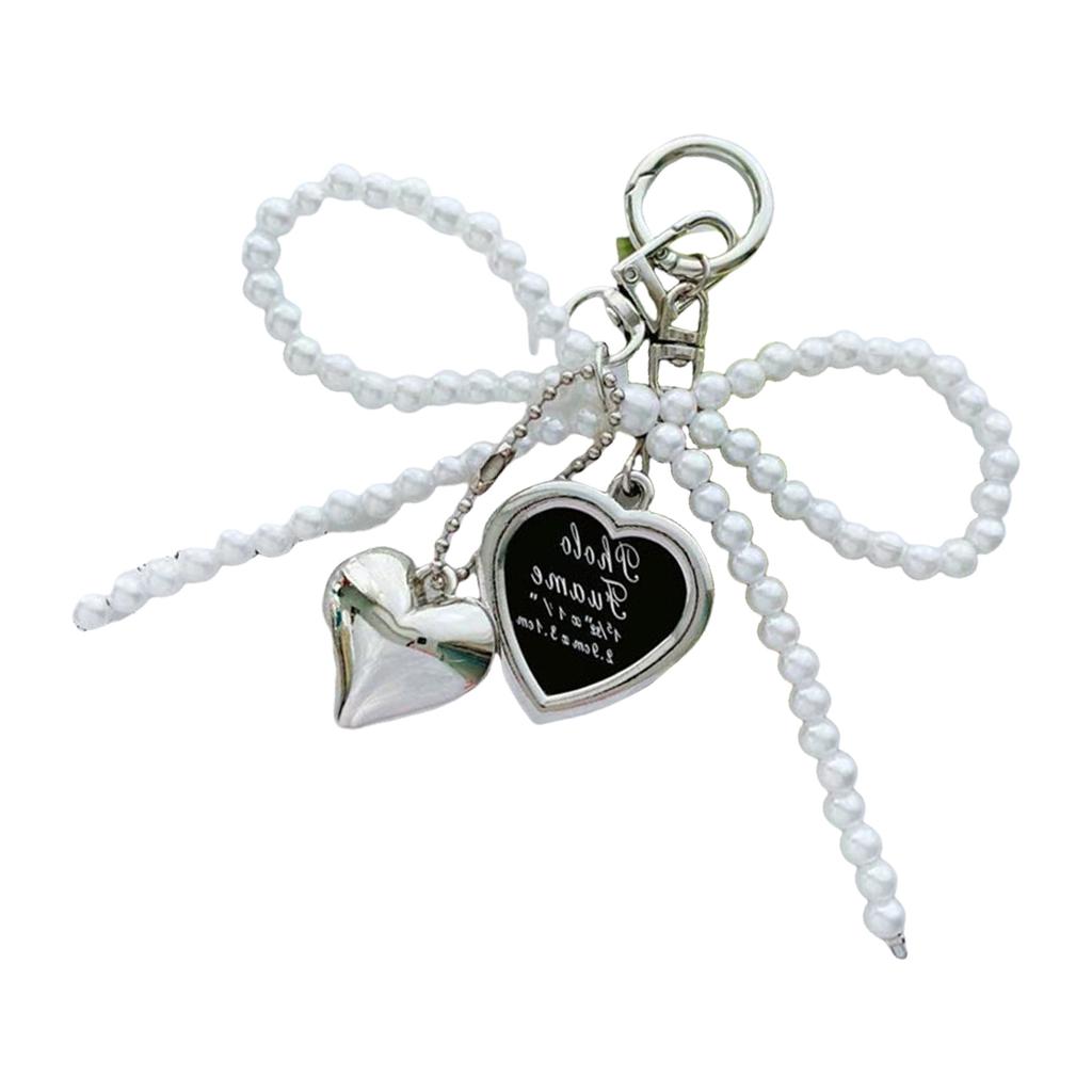 Lovely Heart Keychain Bows Keyring Korean Styles Bag Charm Bag Pendant Ornaments Car Keychain Handbag Charm Decorations