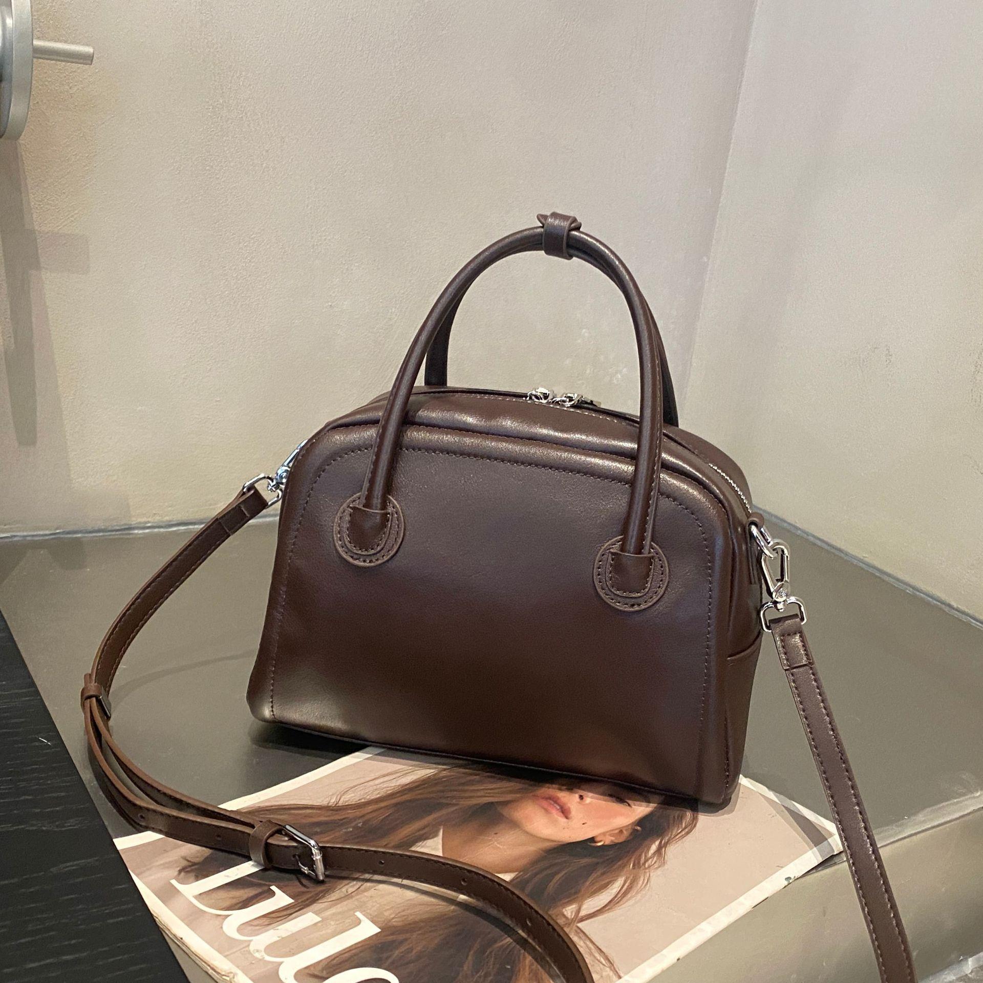 

Женская сумка из коровьей кожи через плечо с отделением, модный тренд, простая и практичная сумка-ракушка кофейный