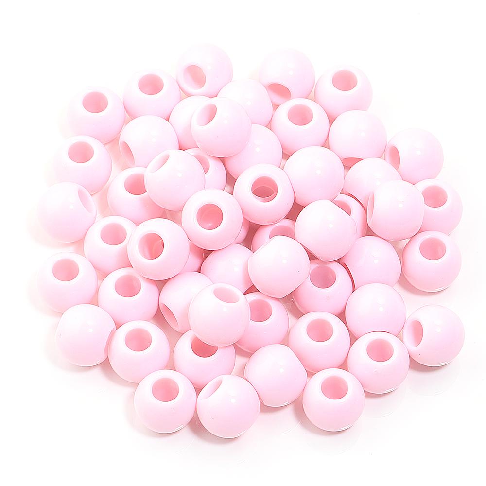 50pcs/lot Acrylic Big Hole Beads Solid Color Round Loose Spacer Beads For Jewelry Making DIY Charm Bracelet Necklace Accessories