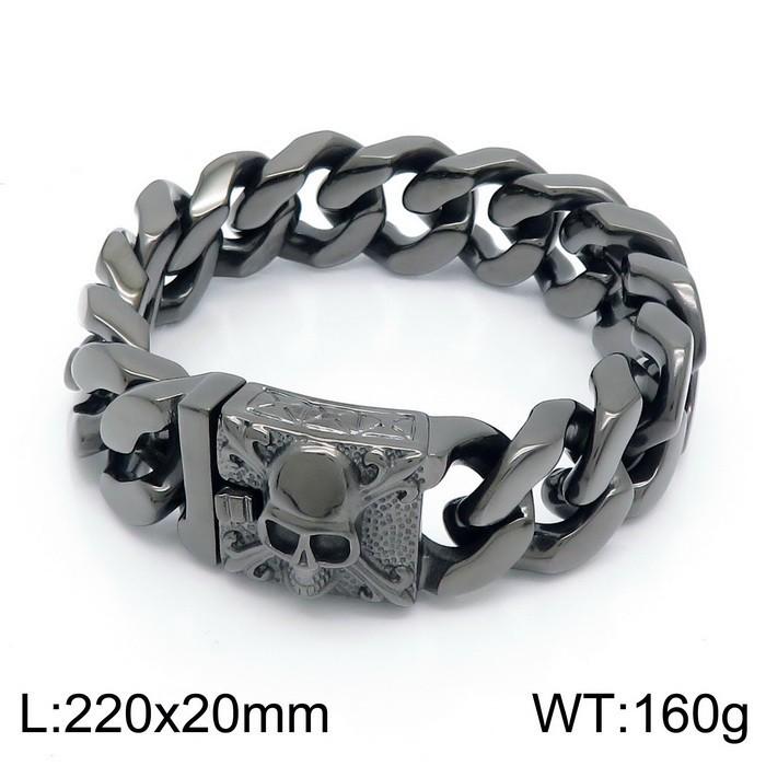 Personalized Men's Titanium Cuban Chain Skull Bracelet