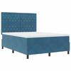 Box Spring Bed with Mattress Dark Blue 160 X 200 Cm Velvet