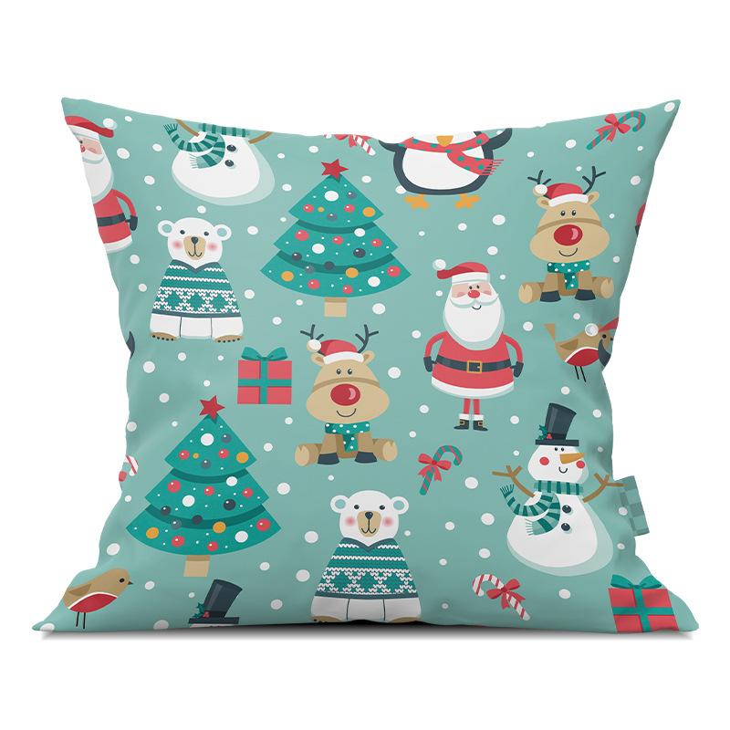 Merry Christmas Pillowcase Cartoon Printing Office Sofa Lumbar Pillow Cover for Home