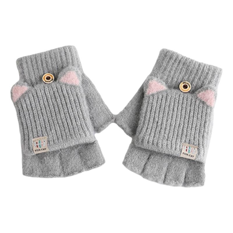 2pack Flexible Finger Movement Gloves Cold Weather Knitted Gloves Child Gloves for Daily Use