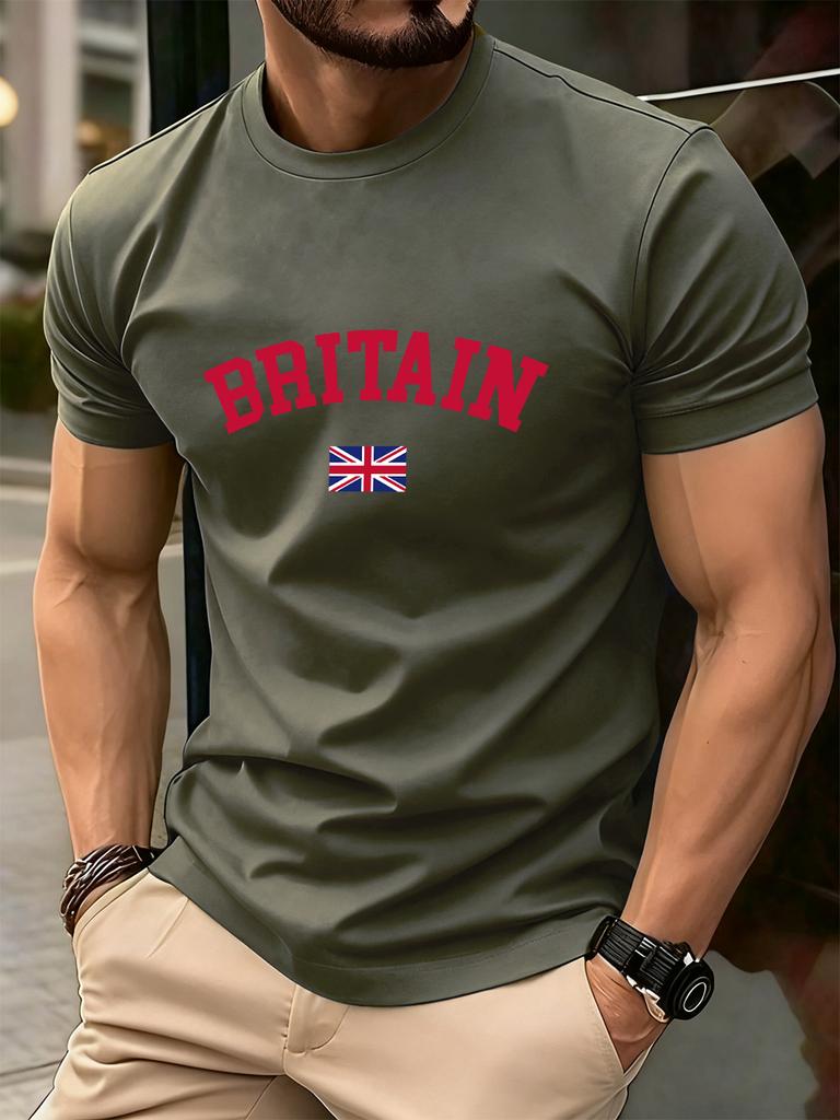 Britain Text With Flag Prints Cotton TShirts Men Summer Oversized ONeck T Shirt Comfortable Short Sleeve Tops Basic Clothes