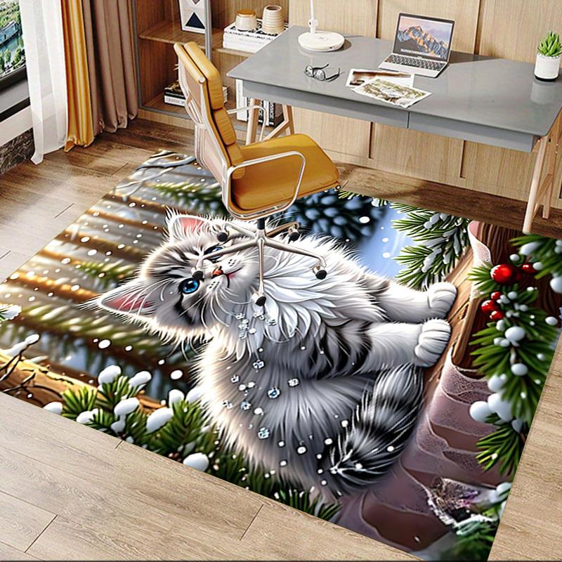 1PC cat snowflake Carpet Ultra Soft, Thick & Absorbent, Non Slip Machine Washable Mat for Entryway