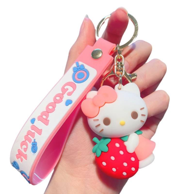 

Creative And Cute Meledi Strawberry Keychain Cartoon Pvc Cool Lomi Doll Bag Pendant Wholesale Hello Kitty