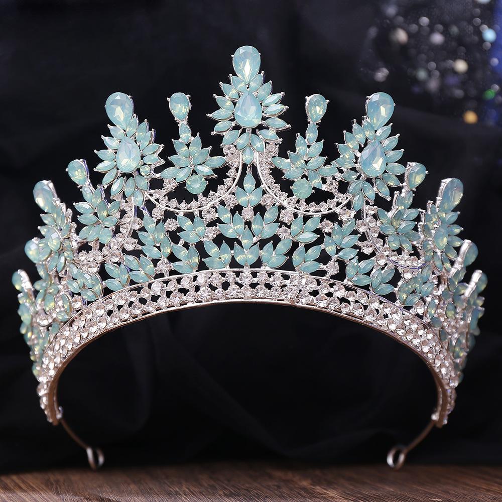 

DIEZI 9 Colors Elegant Bridal Opal Crystal Tiara For Women Girls Wedding Party Luxury Queen Crown Hair Dress Accessories