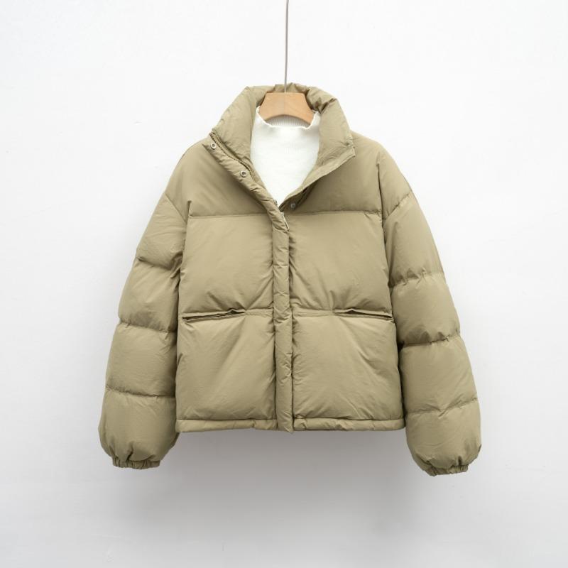 Solid color simple loose stand-up collar dopamine down jacket women's winter warm bread jacket