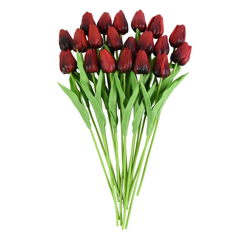 10 Heads Luxury Artificial Tulips Flowers White Real Touch Bouquet Foam Fake Flower Wedding Home Living Room Christmas Decoratio