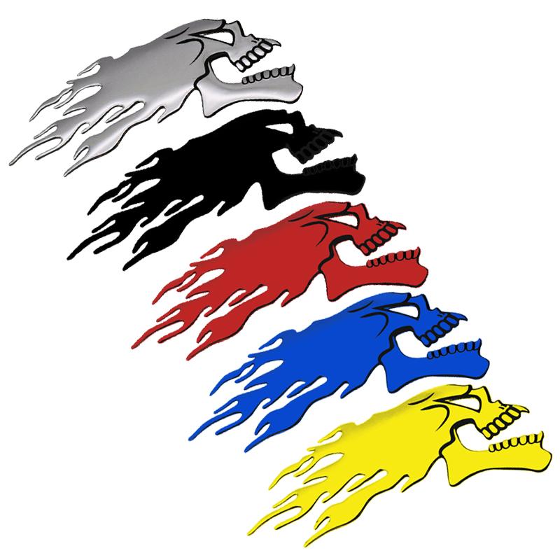 Car Motorcycle Sticker 3D Flame Ghost Skull Head Emblem Decals Auto Styling Decoration Decals Auto Exterior Decor Accessories
