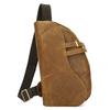 Men's Chest Bag, Retro Crazy Horse Leather, High-end Small Crossbody Bag, Clasp Design, Fashionable Single-shoulder Bag
