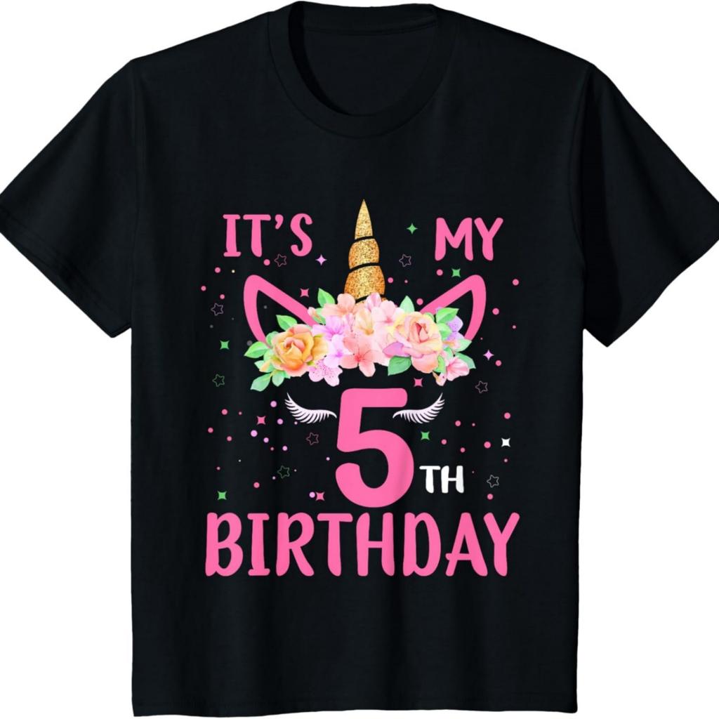 It's My 5th Birthday Unicorn Lover Kid 5 Years Old Birthday T-Shirt