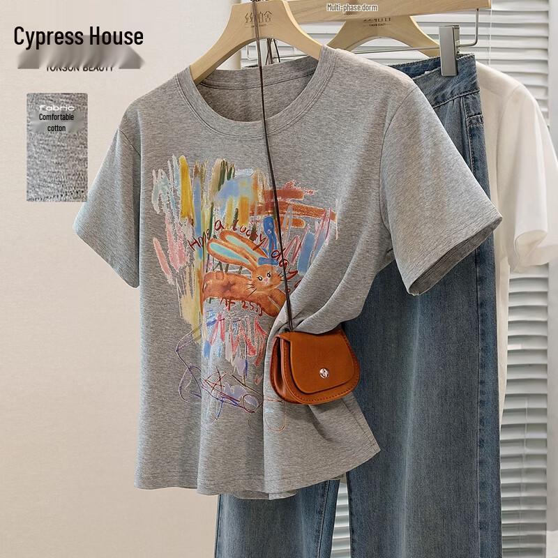 Women s Round Neck Printed Short Sleeve T-shirt M