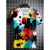 Herren Buntes Abstraktes Graffiti 3D-Bedrucktes T-Shirt Lässiges Kurzarm Rundhals Oberteil Coole Farbspritzer Geometrische Grafik Sommer Streetwear T-Shirts